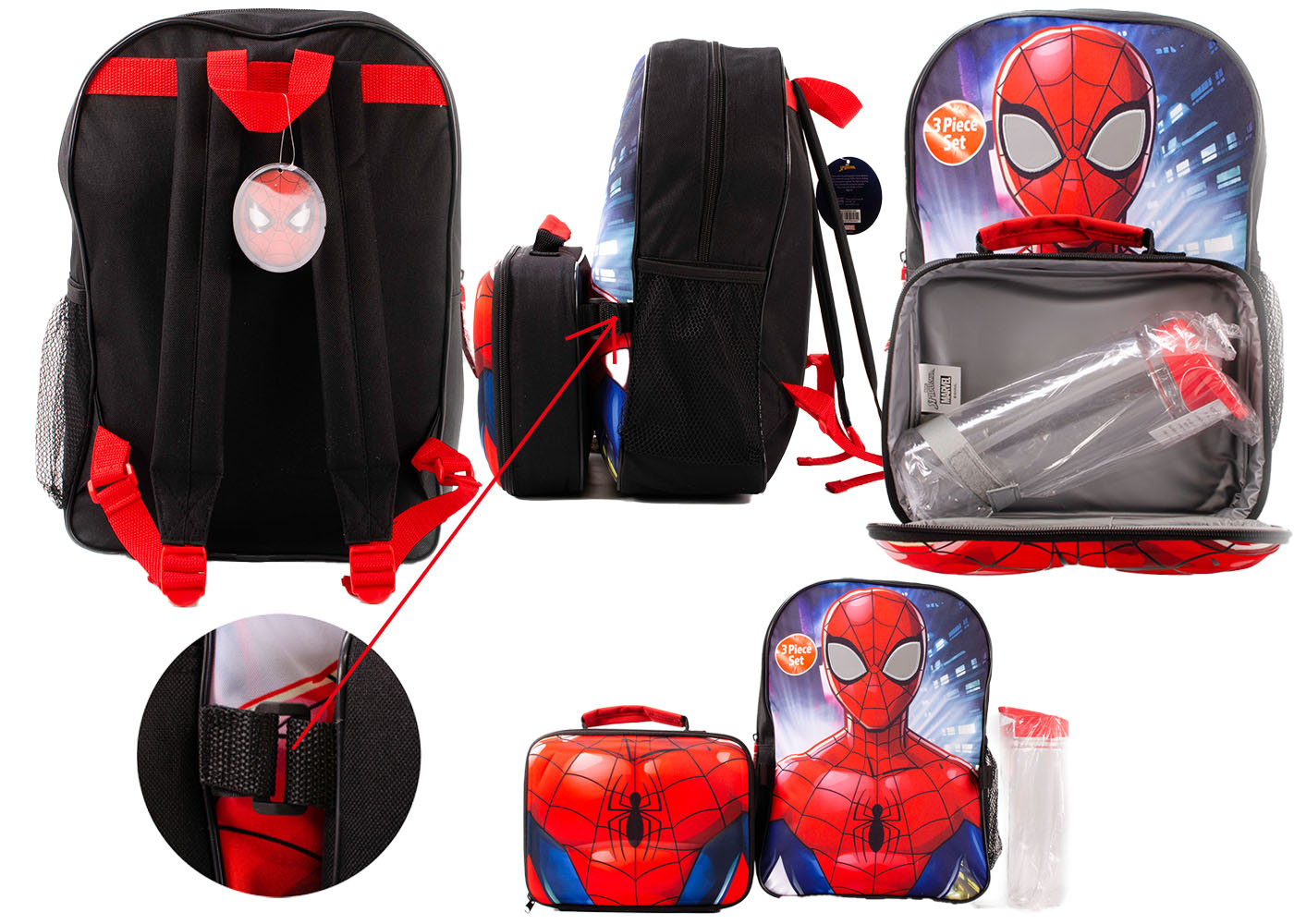 (image for) ALBIE SPIDER-MAN BACKPACK WITH LUNCH BAG AND WATER BOTTLE SET